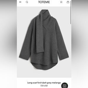 TOTEME Toteme Long scarf knit dark grey melange